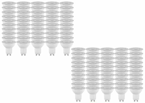100 PACK of GU10 Dimmable LED Bulbs 6W - Warm White / Natural White / Cool White