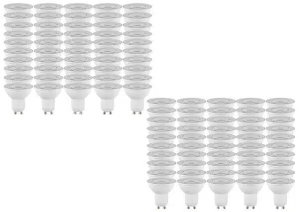 100 PACK of GU10 Dimmable LED Bulbs 6W - Warm White / Natural White / Cool White