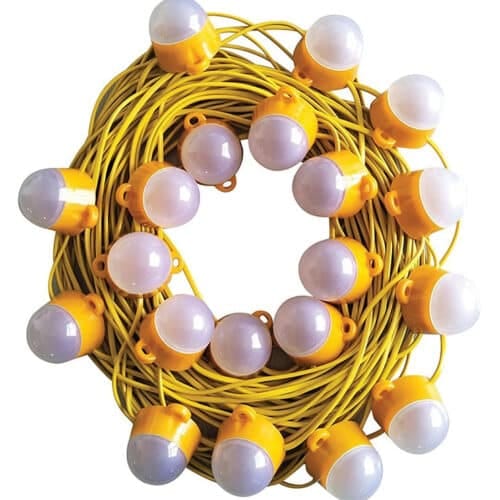 50M LED Festoon Kit IP44 100W 20 Lamps 6500K 110V Site Lighting